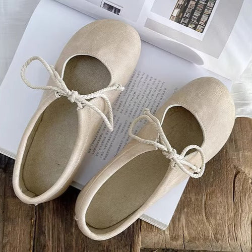 Women's Niche Literary Style Lace-Up Comfortable Non-Slip Flat Shoes