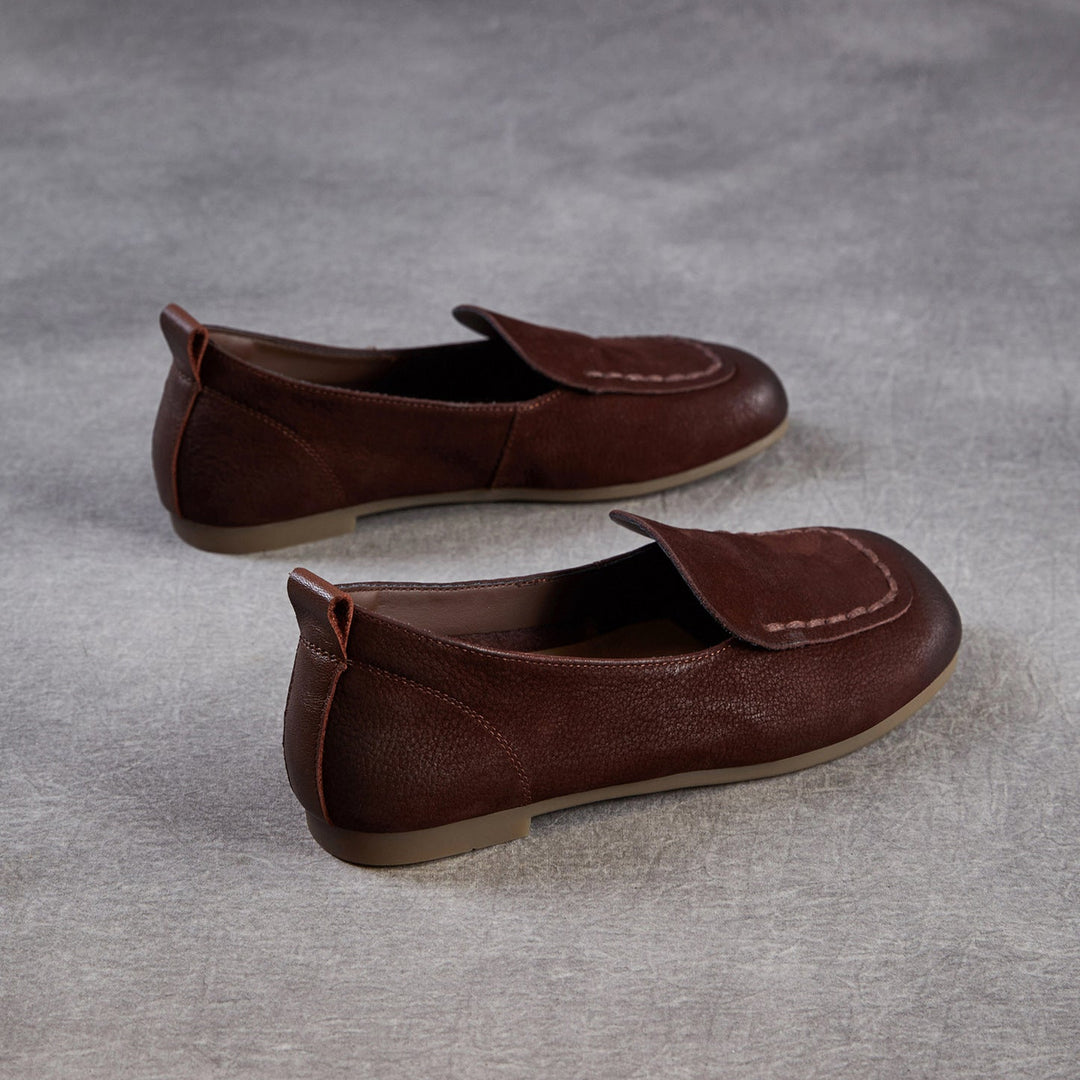 Women's Leather Soft-Sole Retro Casual Flats — Everyday Walking Shoes