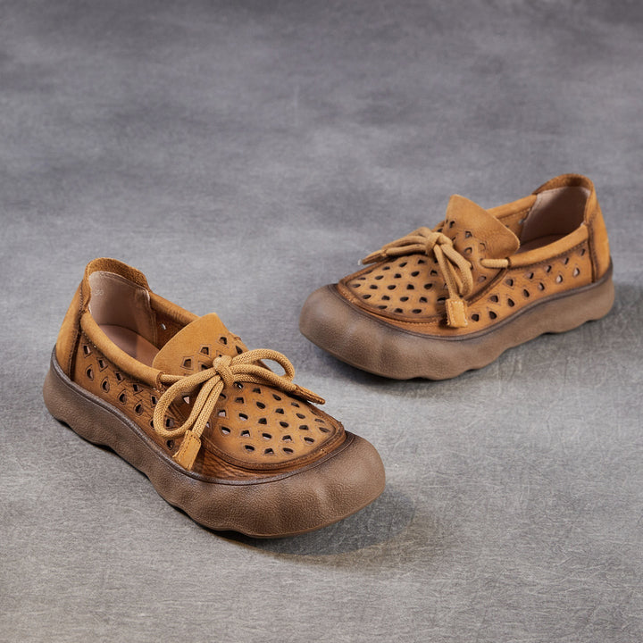 Women's Leather Slip-on Flats — Summer Cutout Style