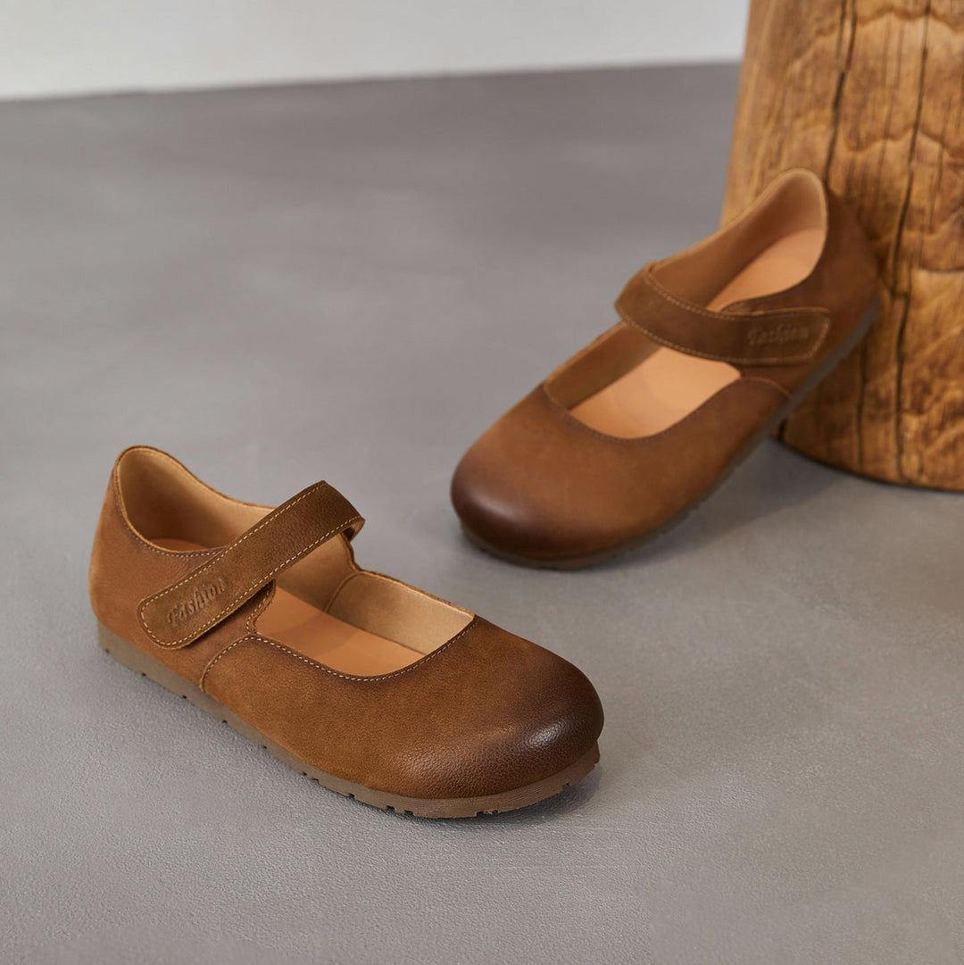 Women's Retro-Artistic Flat Mary Janes with Velcro Straps