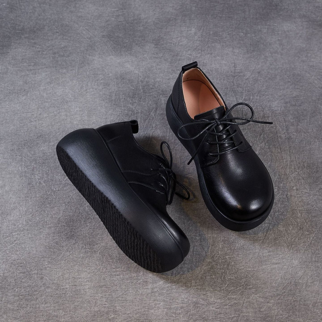 Women's Leather Platform Sneakers - Ultra-Lightweight EVA Sole