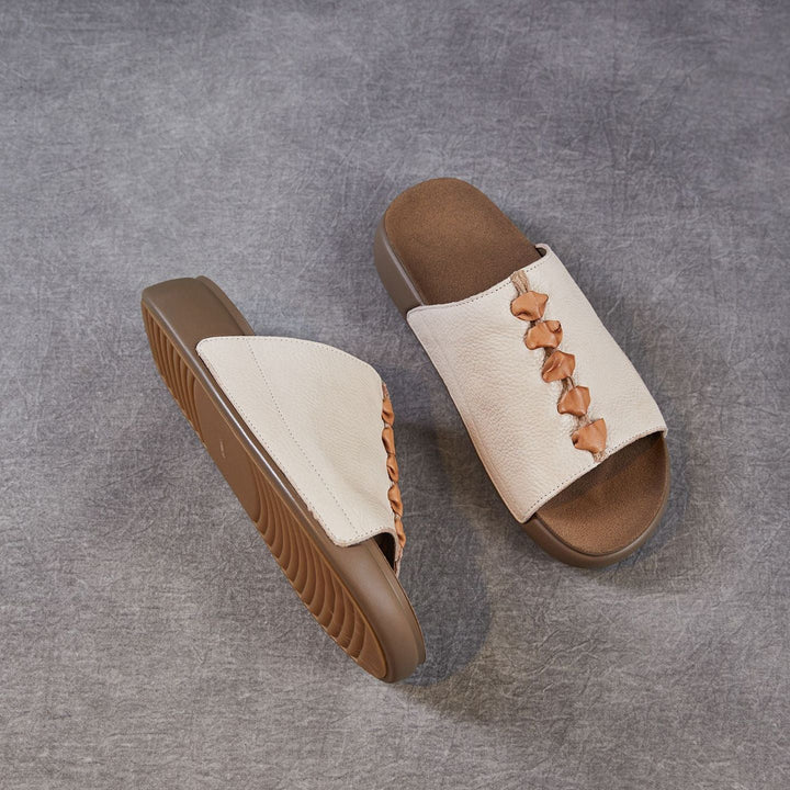 Women's Leather Open-Toe Bohemian-Style Slides & Mules