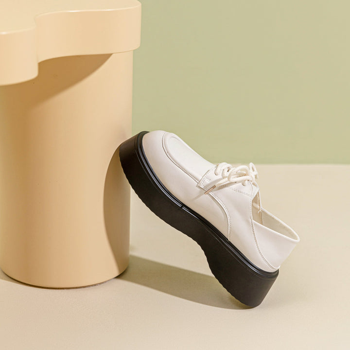 Women's Platform Oxford Shoes – Casual Slip-On Heel Can Be Stepped