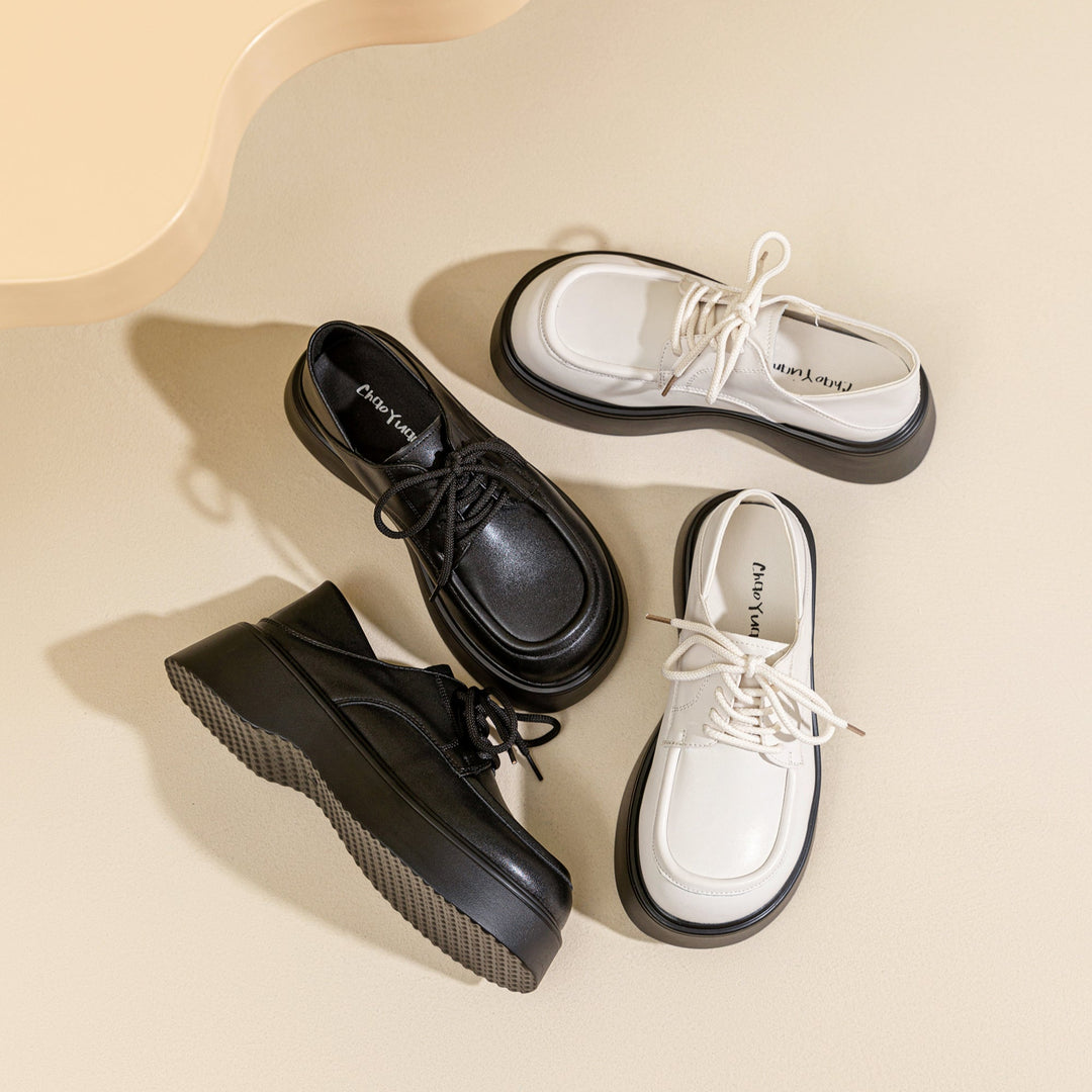 Women's Platform Oxford Shoes – Casual Slip-On Heel Can Be Stepped
