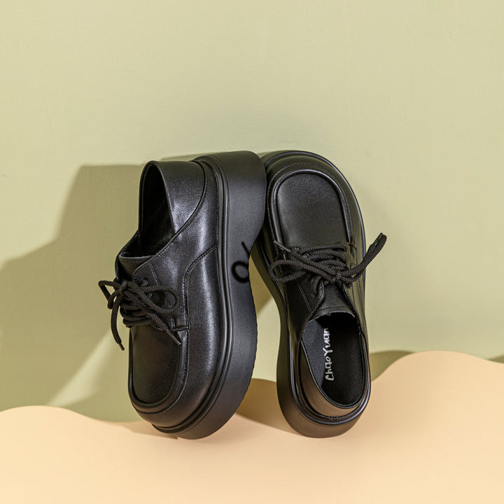 Women's Platform Oxford Shoes – Casual Slip-On Heel Can Be Stepped