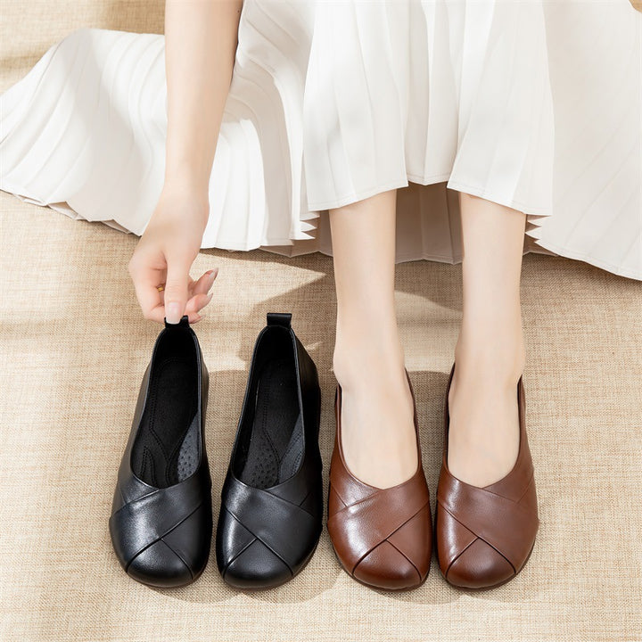 Women's Genuine Leather Flats Retro Walking Loafers