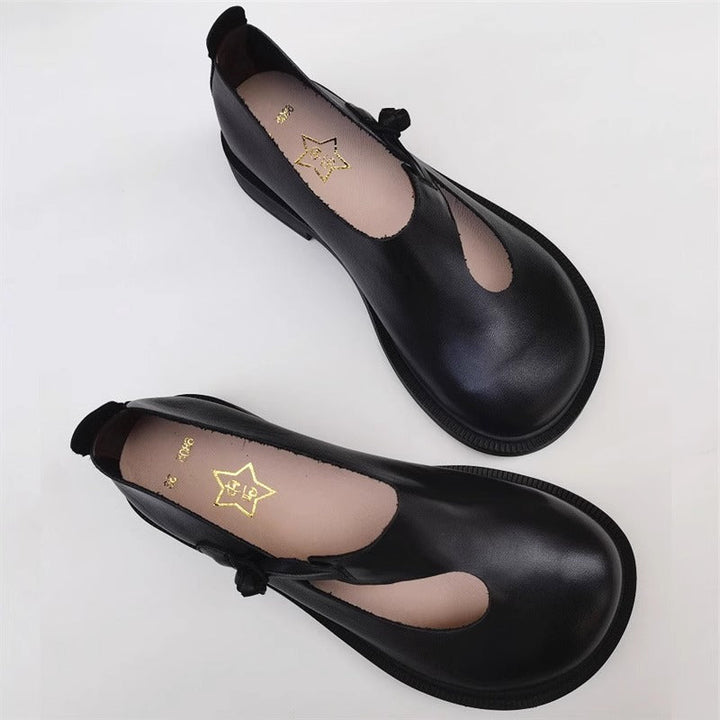Handmade Women's Leather Wide Toe Box Flats – Casual Slip-On Shoes with Comfort