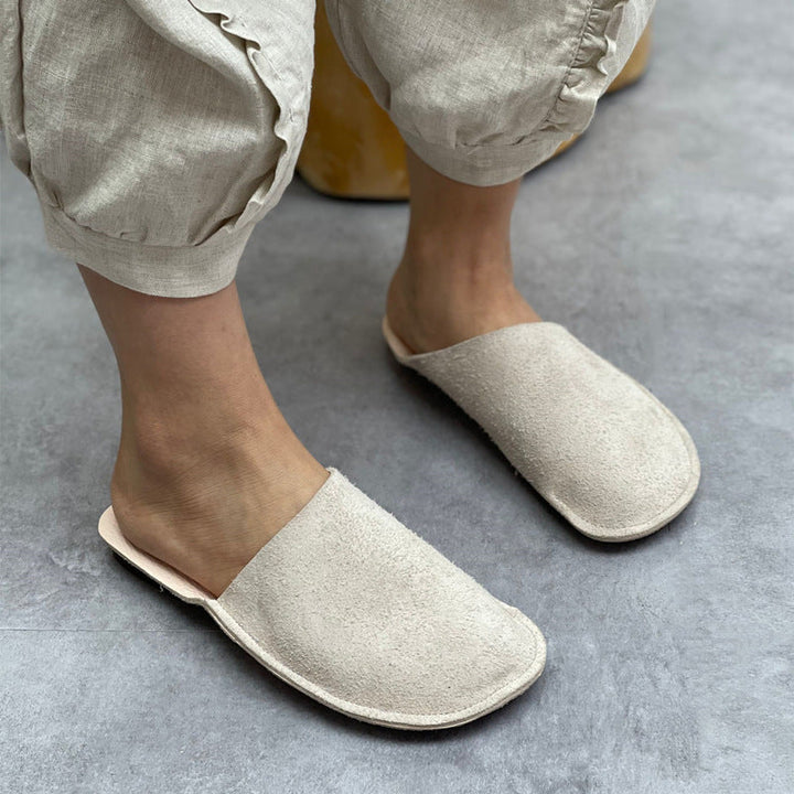 Women's Leather Minimalist Slant Cut Comfort Mule Shoes