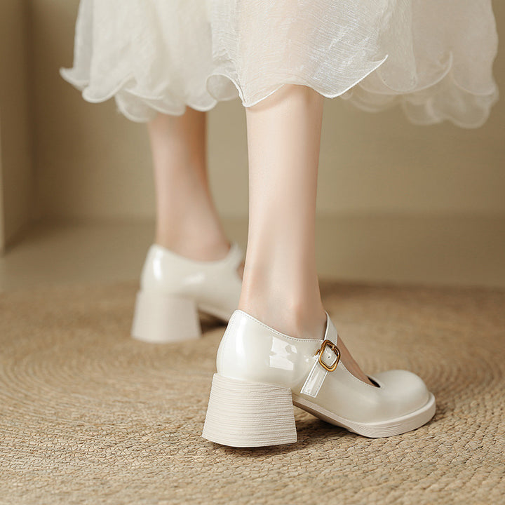 Patent Leather Buckle High Heeled Mary Jane Women's Shoes