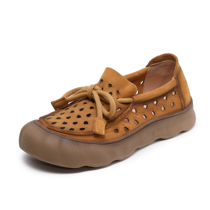 Women's Leather Slip-on Flats — Summer Cutout Style