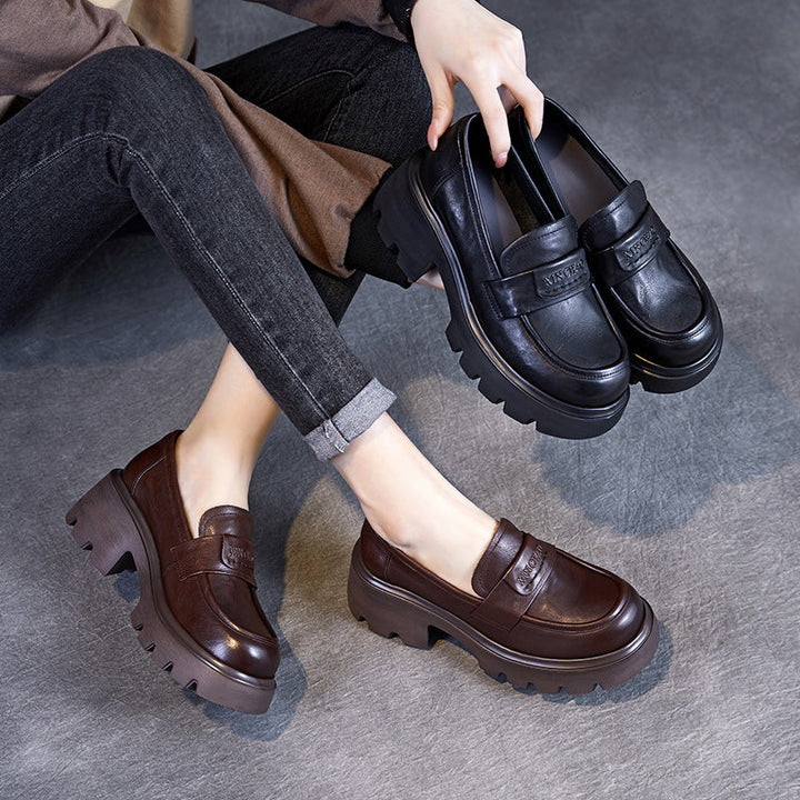 Minimalist Leather Loafers – Lightweight Platform Slip-Ons for Women
