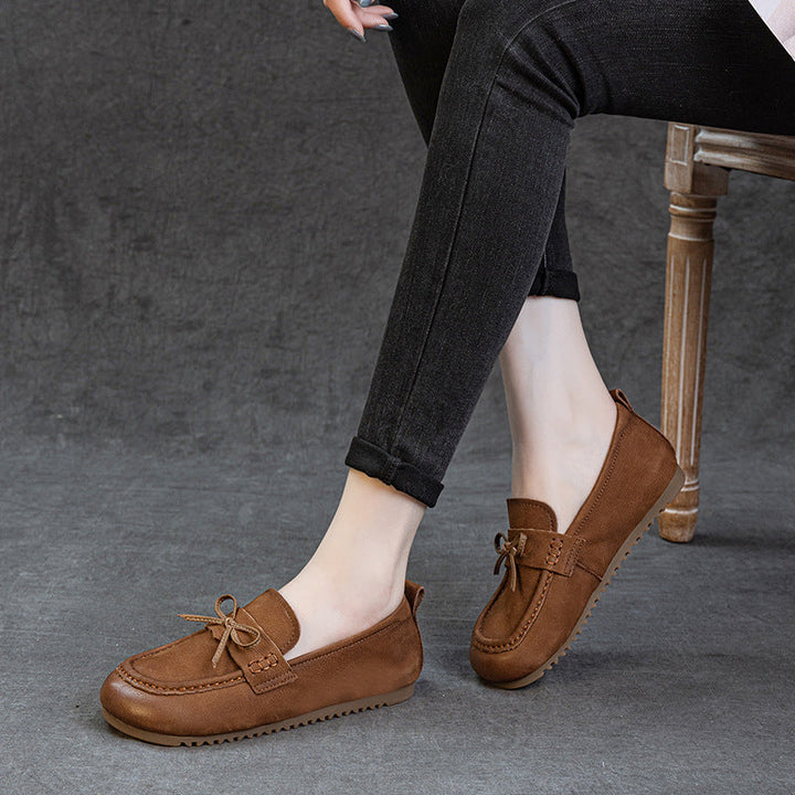 Women's Leather Soft Sole Flats – Comfortable Walking Shoes