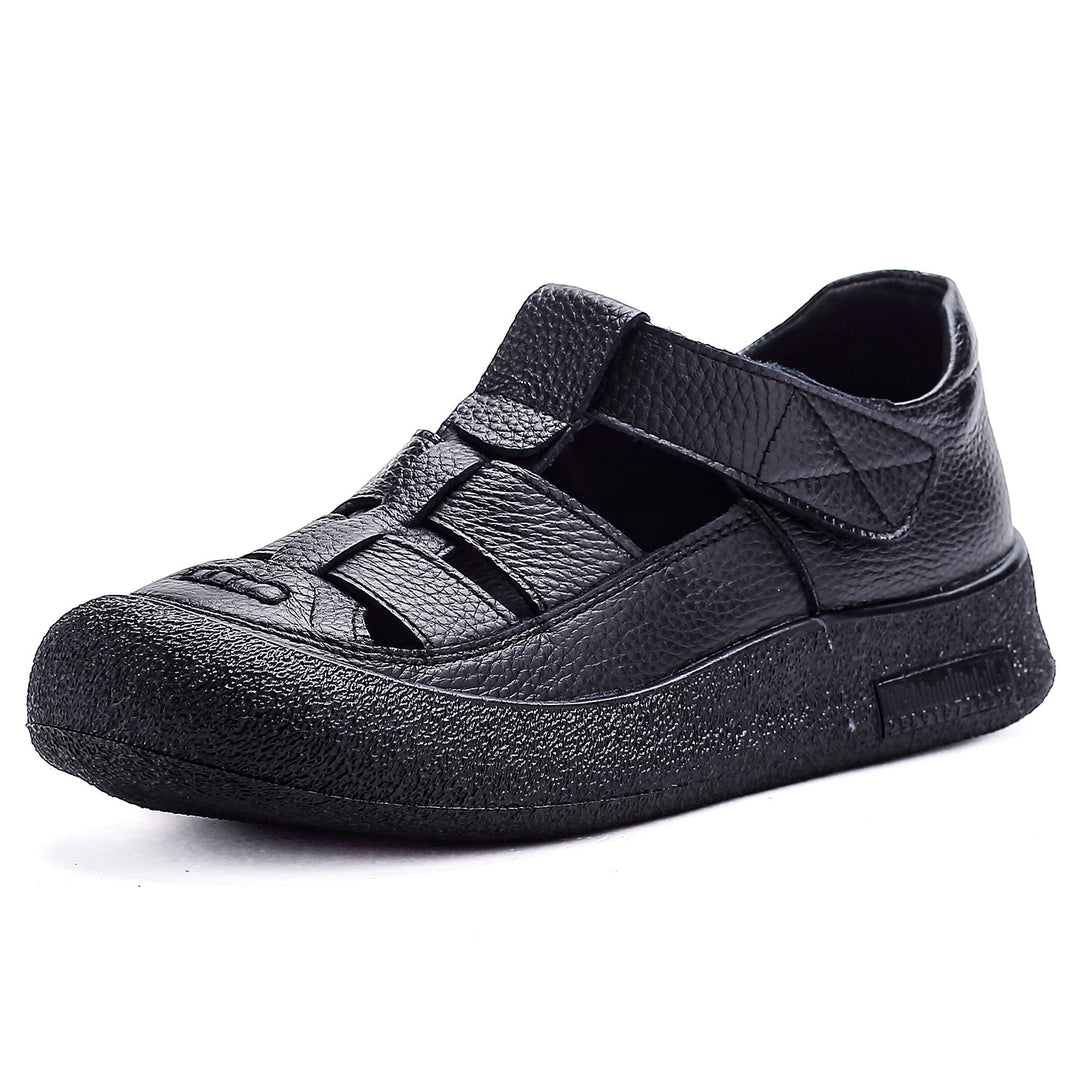 Women's Sandals Platform Velcro Hollow-Out Walking Shoes Fisherman Flats Barefoot-Friendly Summer Shoes