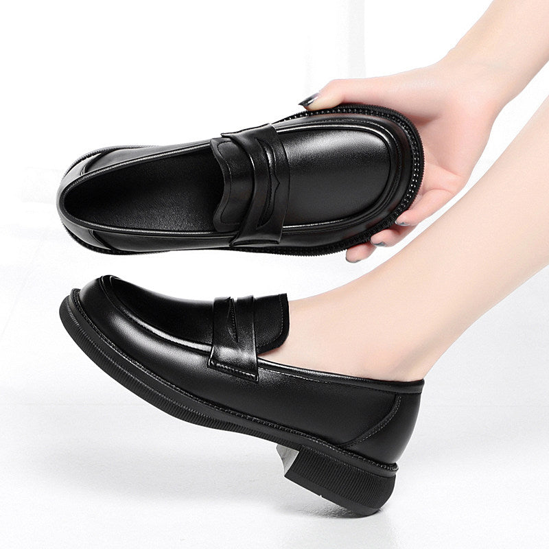 Women’s Leather Low Heel Loafers – Comfortable Preppy Style