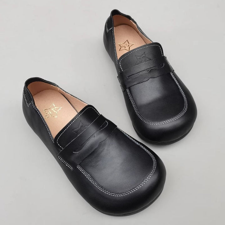 Genuine Leather Women's Flats with Wide Fit & Big Toe Box