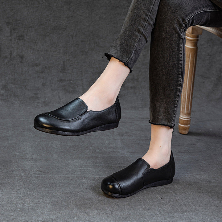 Women's Leather Slip-On Flats – Comfortable Casual Everyday Shoes