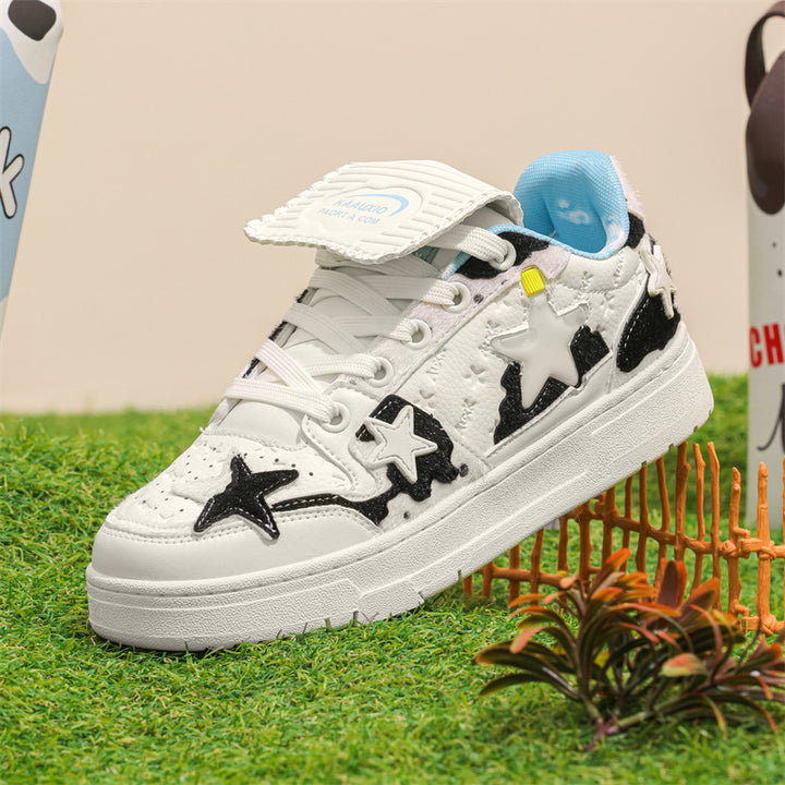 Trendy Star Detail Low-Top Sneakers – Unisex Casual Couple Shoes