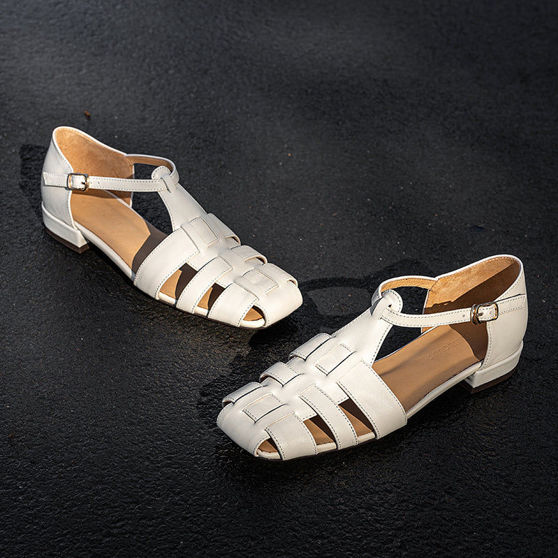 Clearance Sale Artisanal Genuine Leather Fisherman Sandals – Closed Toe Comfort Shoes for Women