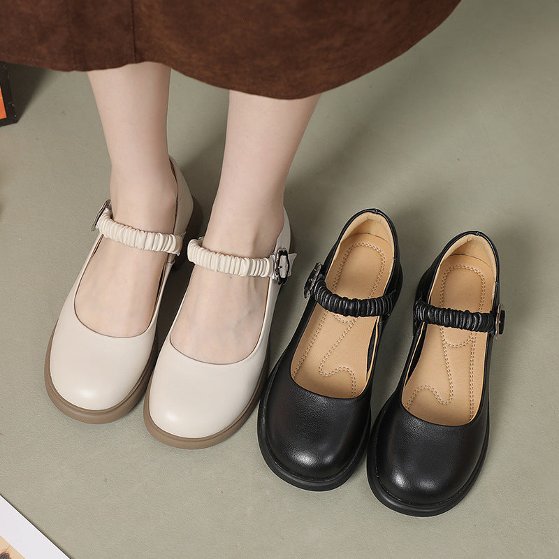 Cute Women's Leather Mary Jane Flats – Comfortable Everyday Shoes