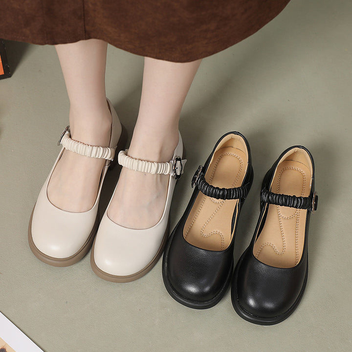 Cute Women's Leather Mary Jane Flats – Comfortable Everyday Shoes