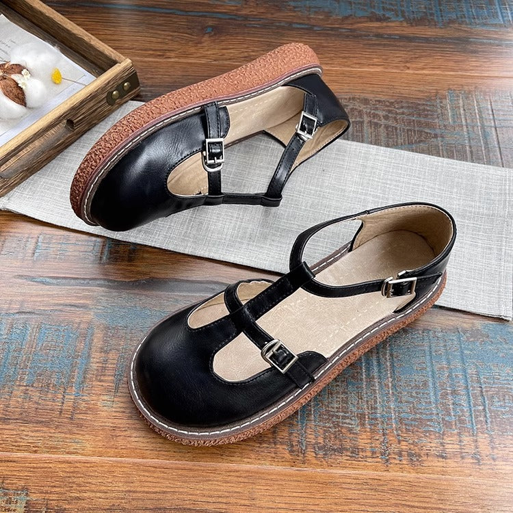 Womens Mori Literary Style Closed Toe Side Hollow Sandals