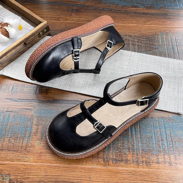 Womens Mori Literary Style Closed Toe Side Hollow Sandals