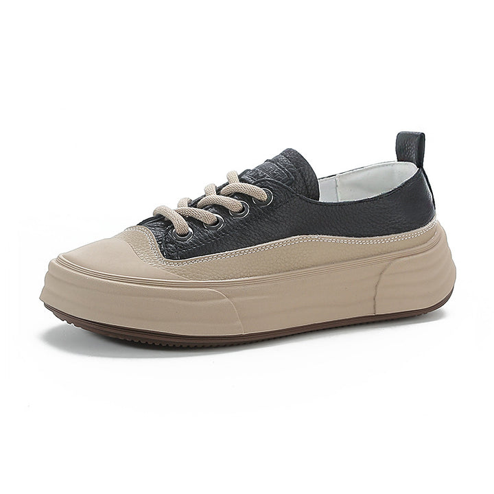 Women's Leather Lace-up Casual Sneakers