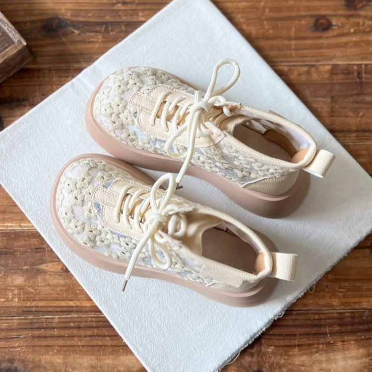 Women's Literary Style Summer Lace Mesh Platform Boots