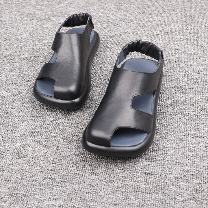 Minimalist Deconstructed Leather Sandals for Women - Artisan Square Toe Slip-on Summer Shoes