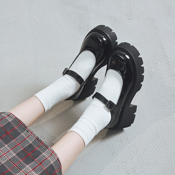 Classic Women's Patent Leather Chunky High Mary Jane Heels – College Look