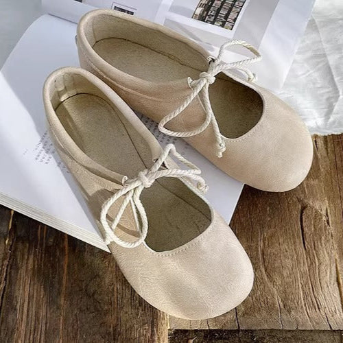Women's Niche Literary Style Lace-Up Comfortable Non-Slip Flat Shoes