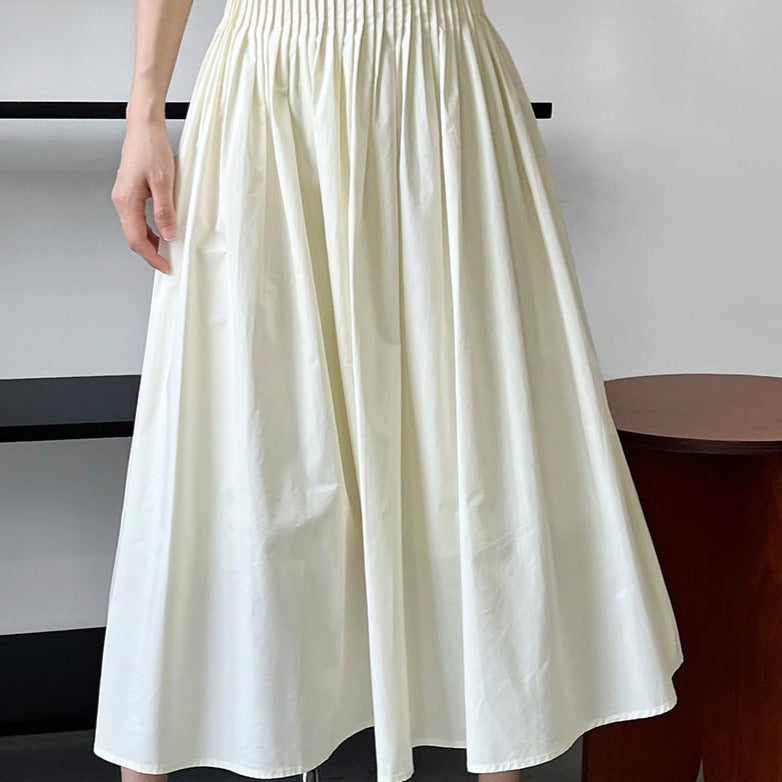 Pleated Swing A-line Mid-length Sweet Skirt