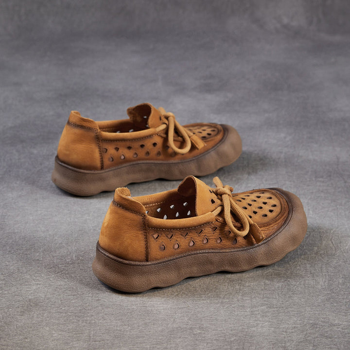 Women's Leather Slip-on Flats — Summer Cutout Style