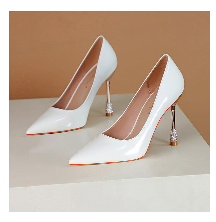 Women's Patent Leather Pointed Toe Stiletto Heels Pumps