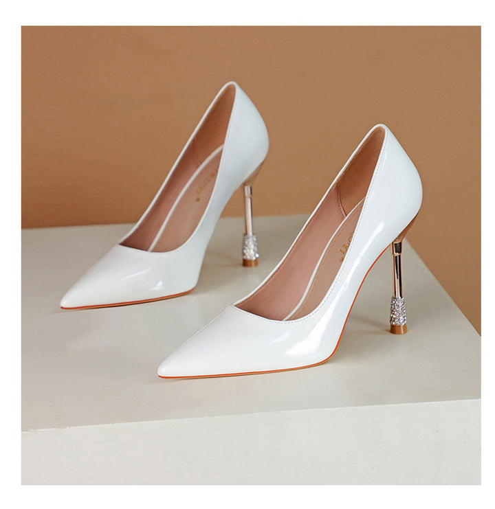 Women's Patent Leather Pointed Toe Stiletto Heels Pumps