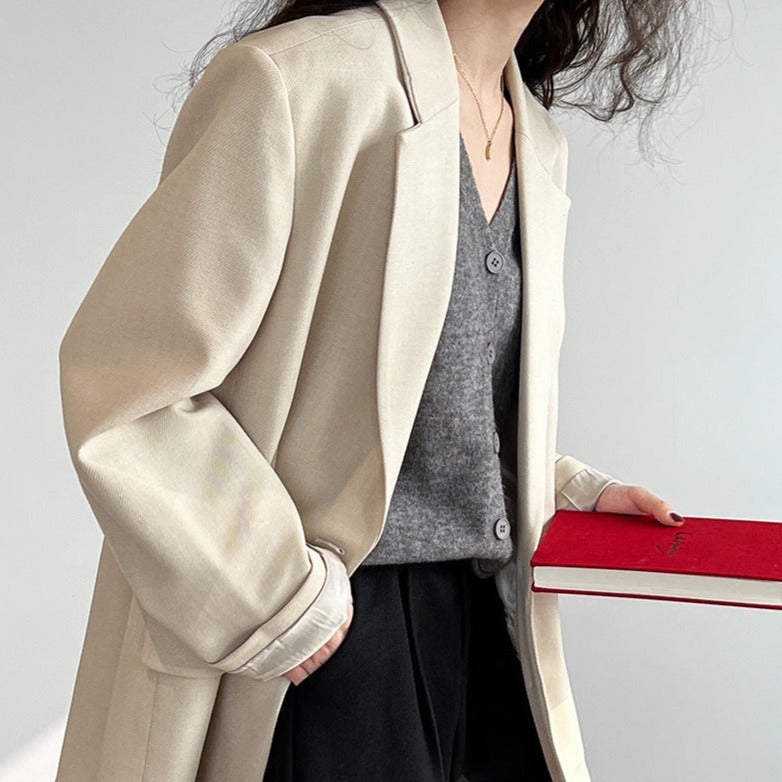 Spring Casual Solid Oversized Blazer