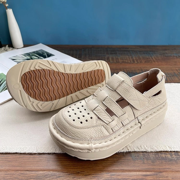 Women's Ugly-Cute Chunky Leather Sandals – Summer Cut-Out & Breathable Design