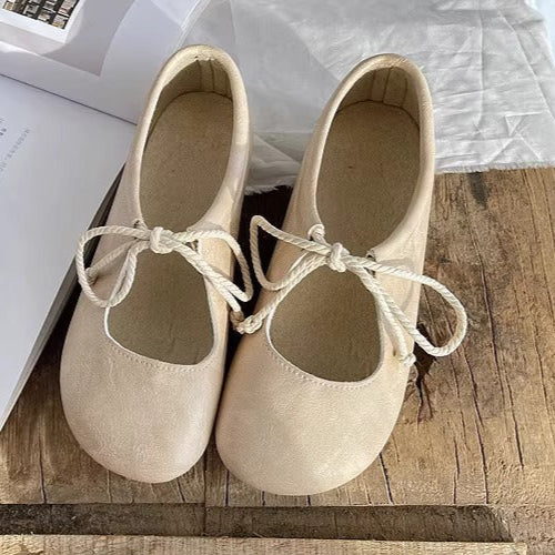Women's Niche Literary Style Lace-Up Comfortable Non-Slip Flat Shoes