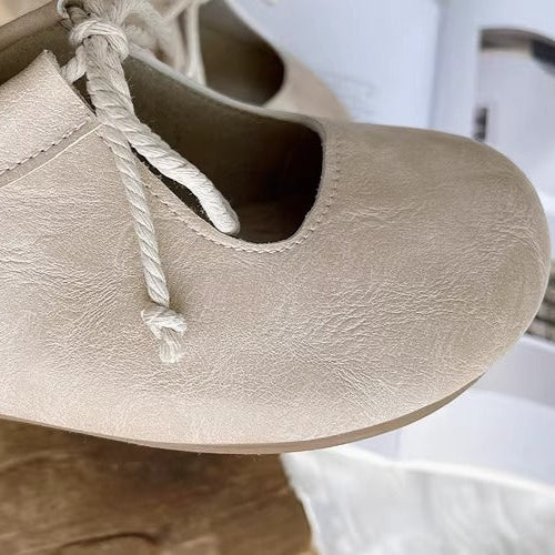Women's Niche Literary Style Lace-Up Comfortable Non-Slip Flat Shoes