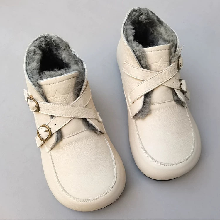 Women's Genuine Leather Shearling Boots – Warm Winter Snow Boots with Wide Toe Box for Wide Feet