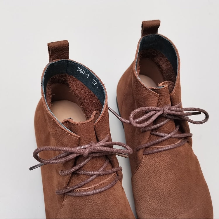 Genuine Leather Breathable Retro Flat Soft High Top Women's Boots