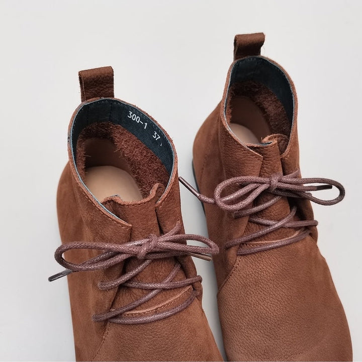 Genuine Leather Breathable Retro Flat Soft High Top Women's Boots