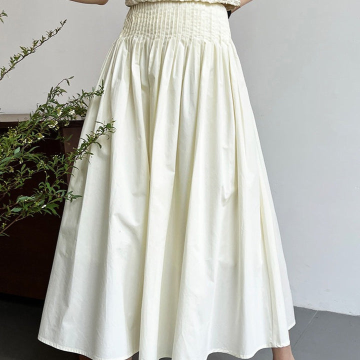 Pleated Swing A-line Mid-length Sweet Skirt
