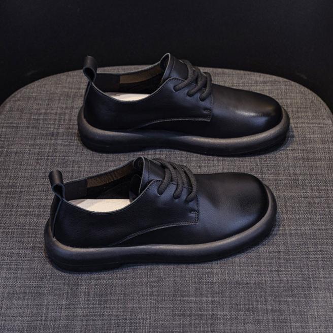 Women's Leather Lace-Up Oxfords Round Toe Shoes