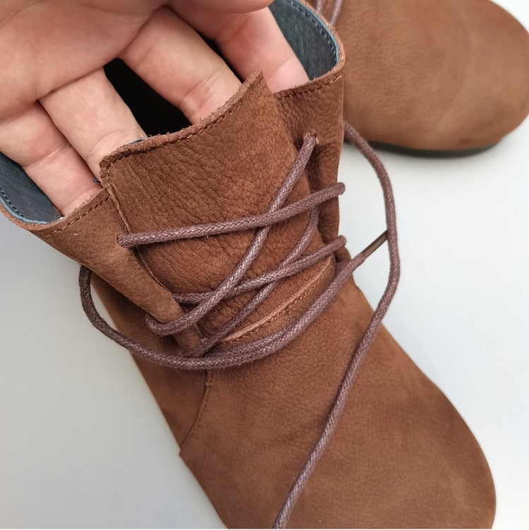 Genuine Leather Breathable Retro Flat Soft High Top Women's Boots