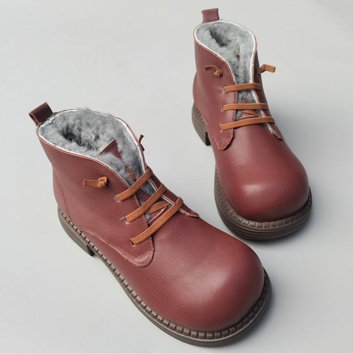 Women's Wide Toe Derby Winter Ankle Boots – Sheepskin Lined, Comfortable Fit