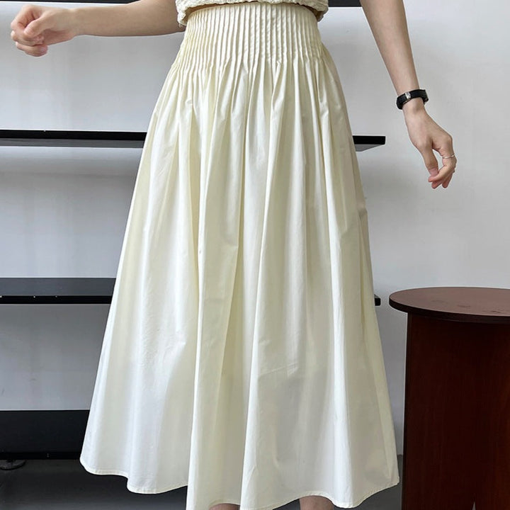 Pleated Swing A-line Mid-length Sweet Skirt