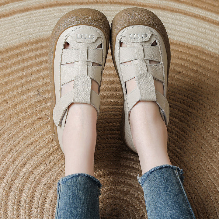 Women's Sandals Platform Velcro Hollow-Out Walking Shoes Fisherman Flats Barefoot-Friendly Summer Shoes