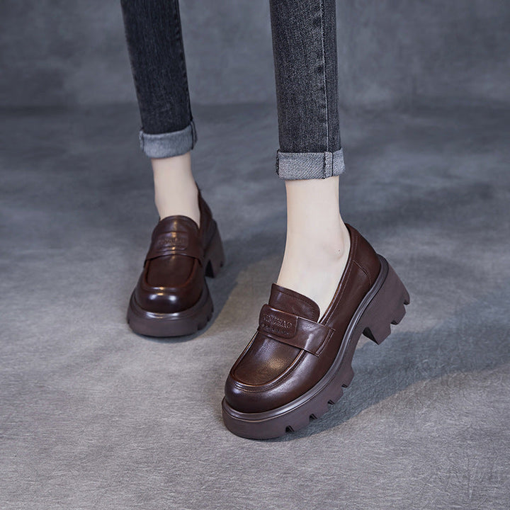 Minimalist Leather Loafers – Lightweight Platform Slip-Ons for Women