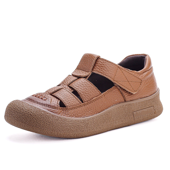 Women's Sandals Platform Velcro Hollow-Out Walking Shoes Fisherman Flats Barefoot-Friendly Summer Shoes